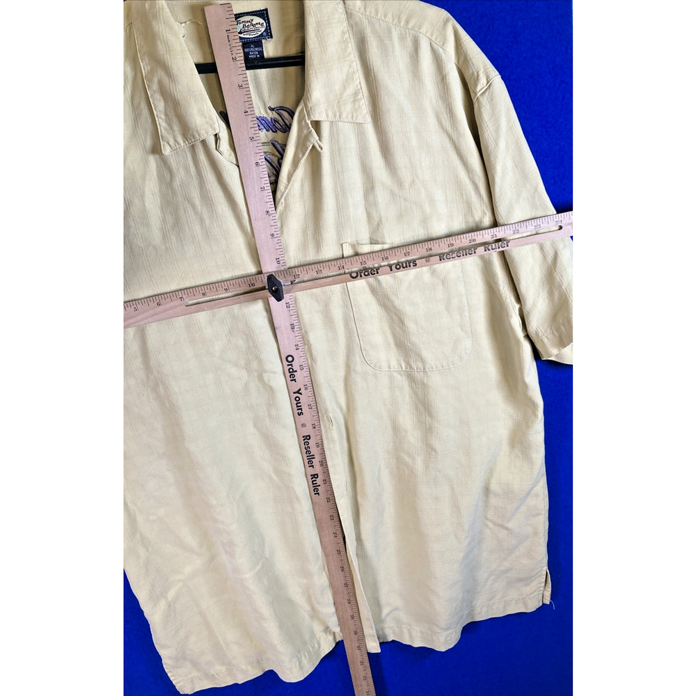 Tommy Bahama Shirt Mens XL Ivory 100% Polynosic Rayon Embroidered Golf Back - Picture 6 of 16